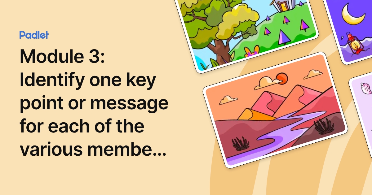 Message Key Point Module 3: Identify one key point or message for each of the various ...