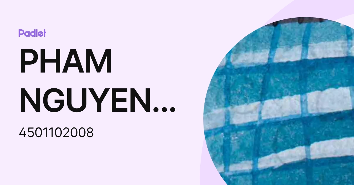 PHAM NGUYEN CHUONG (4501102008) profile | Padlet