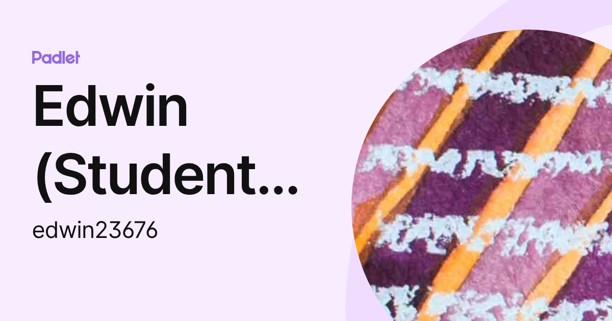 Edwin (Student) NG (edwin23676) profile | Padlet