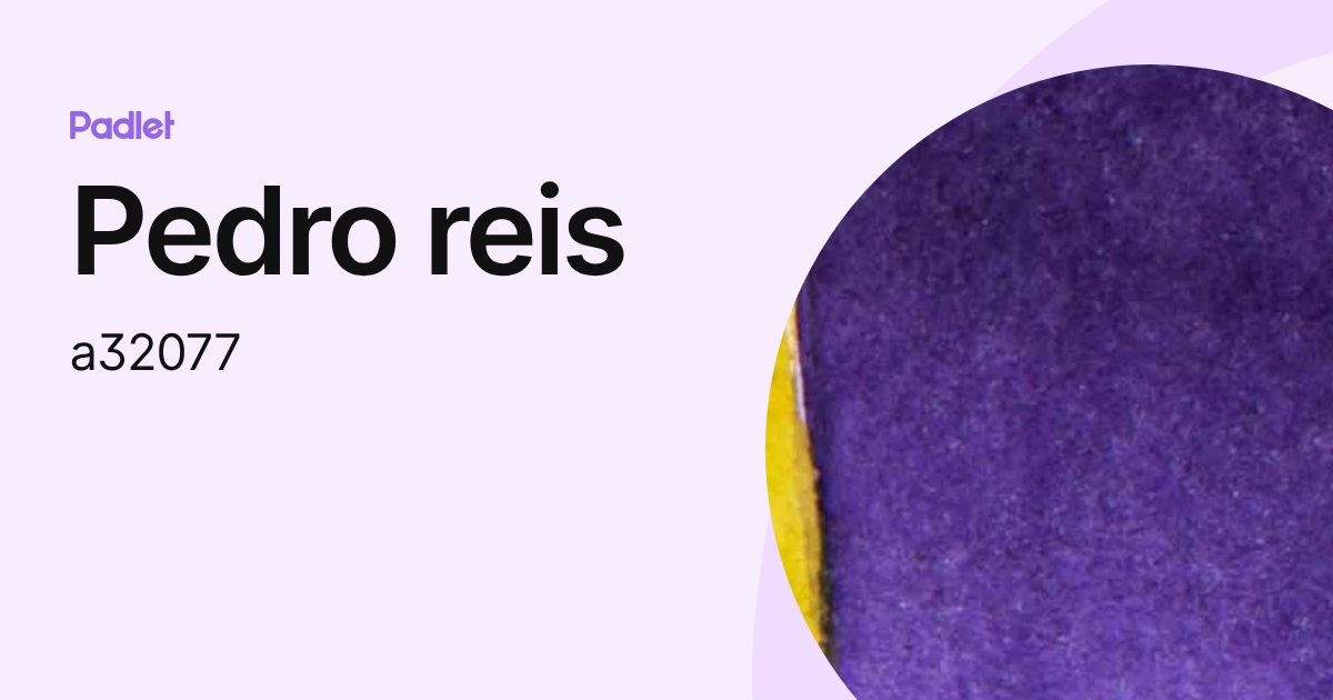 Pedro reis (a32077) profile | Padlet