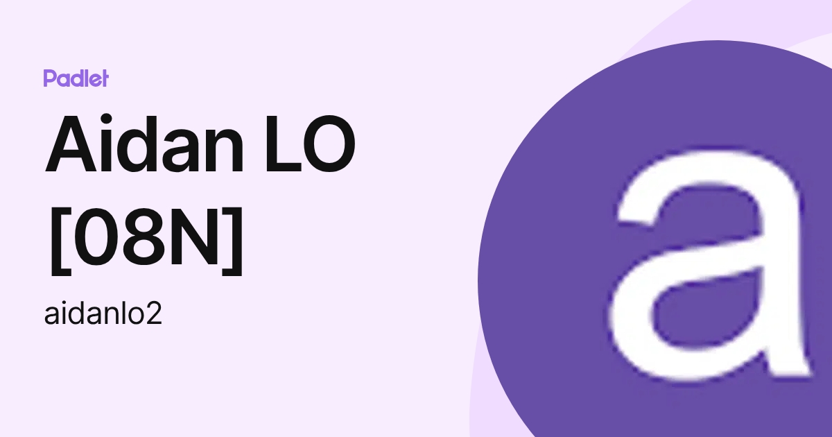 Aidan LO [08N] (aidanlo1) profile | Padlet