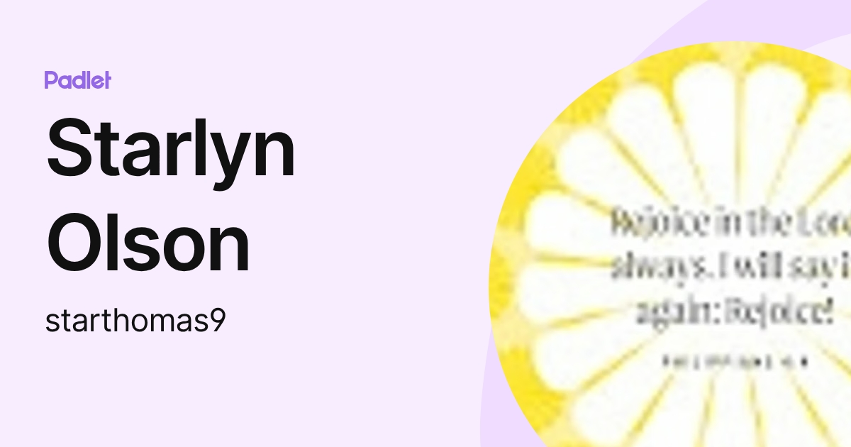 Starlyn Comai Starlyn Olson (starthomas9) profile | Padlet