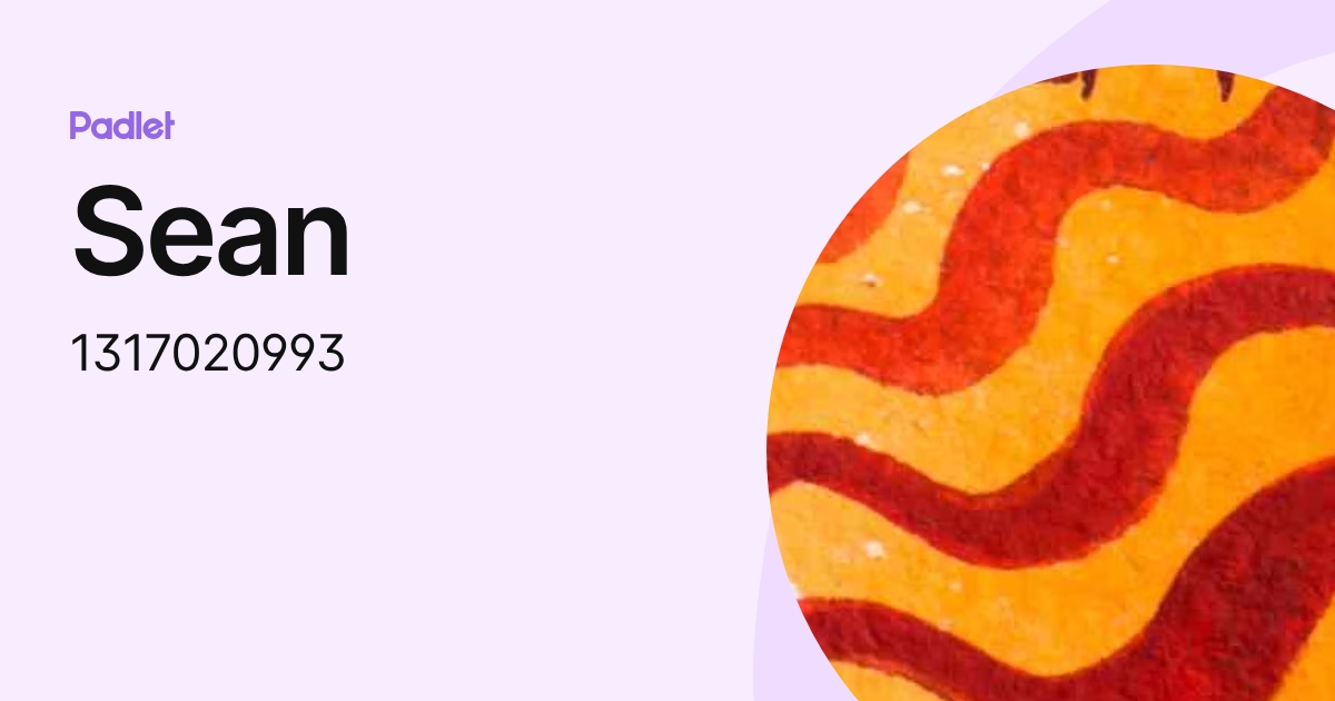 Sean (1317020993) profile | Padlet
