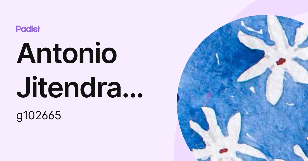 Antonio Jitendra (Antonio) Patel (g102665) profile | Padlet