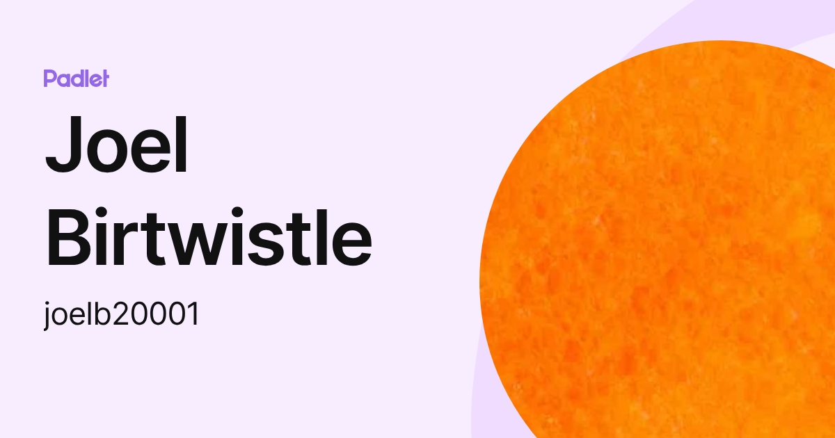 Joel Birtwistle (joelb20001) profile | Padlet