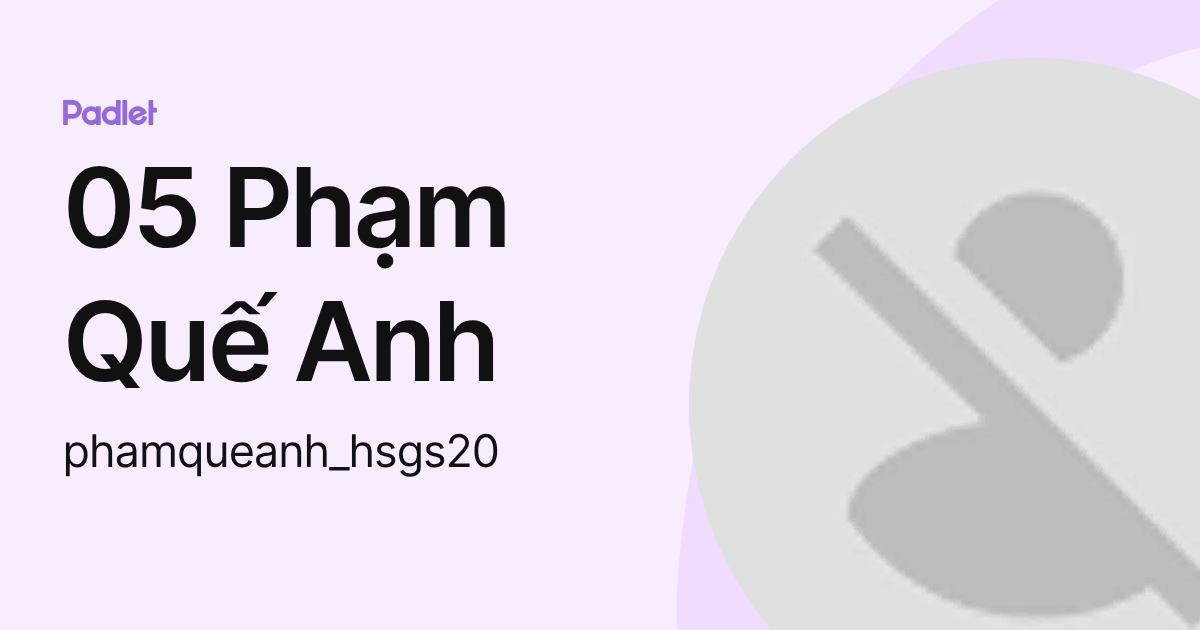 05 Phạm Quế Anh (phamqueanh_hsgs20) profile | Padlet