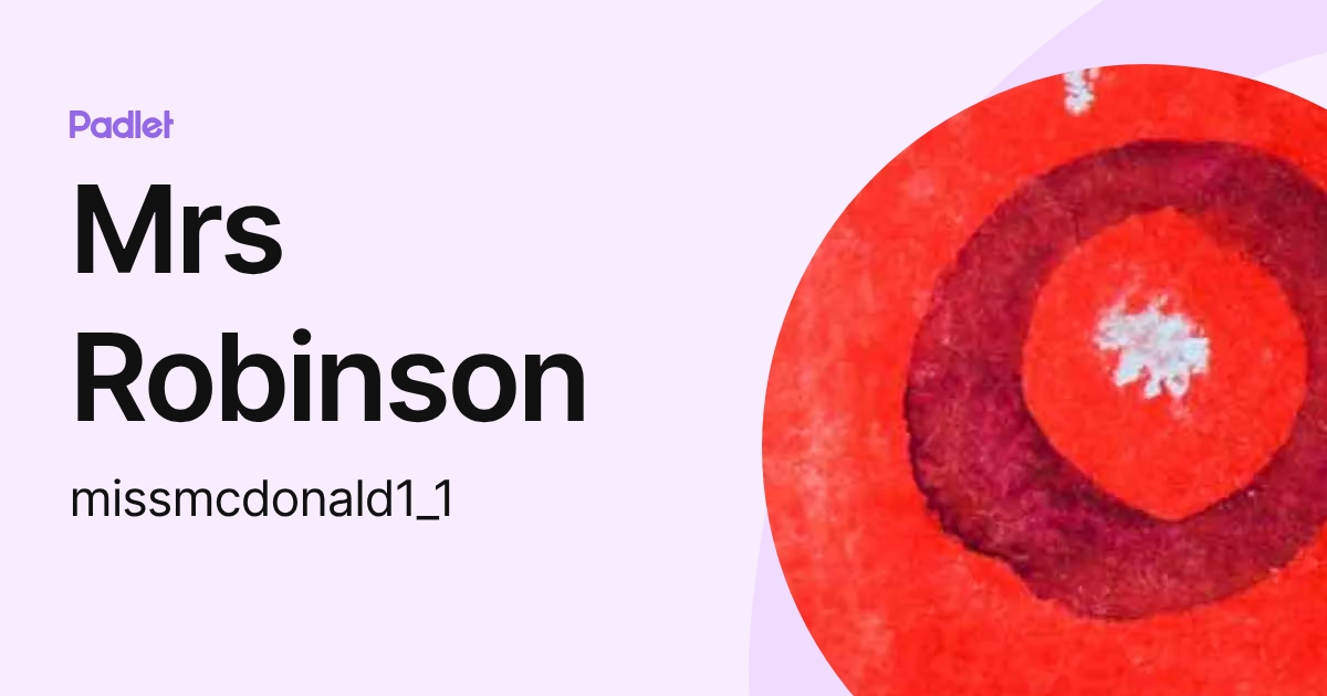 Mrs Robinson (missmcdonald1_1) profile | Padlet