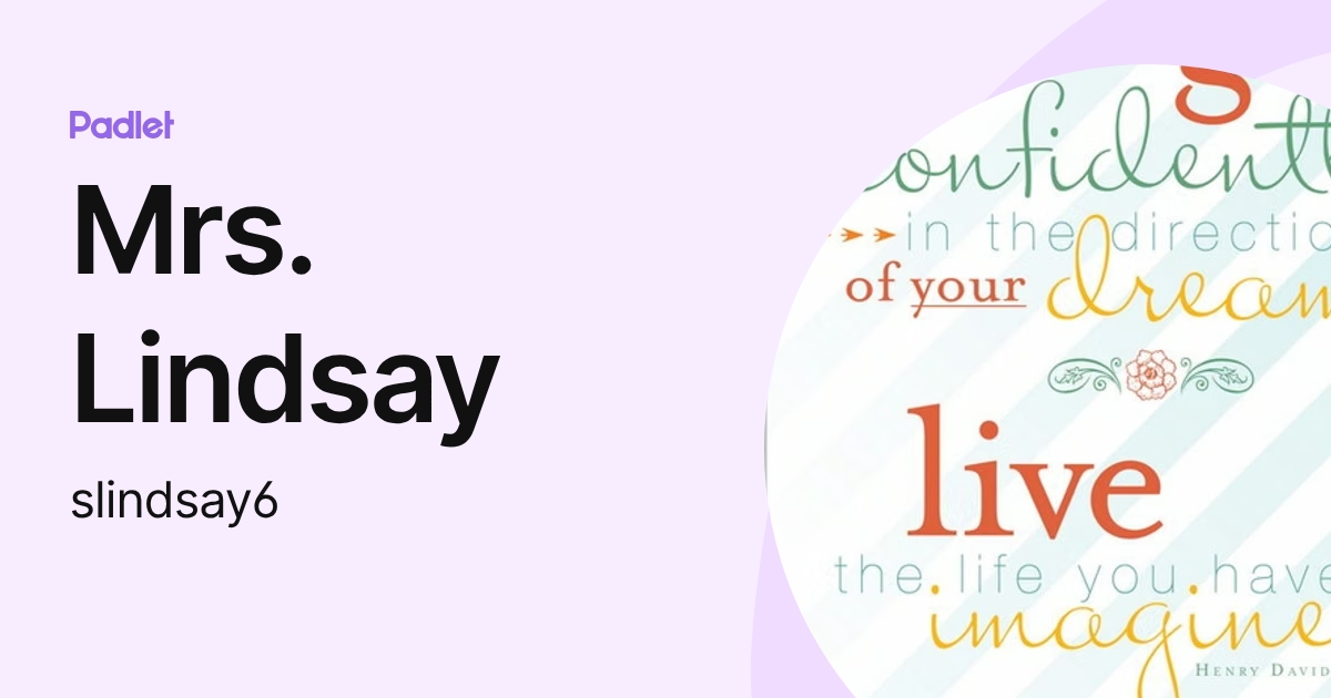 Mrs. Lindsay (slindsay6) profile | Padlet
