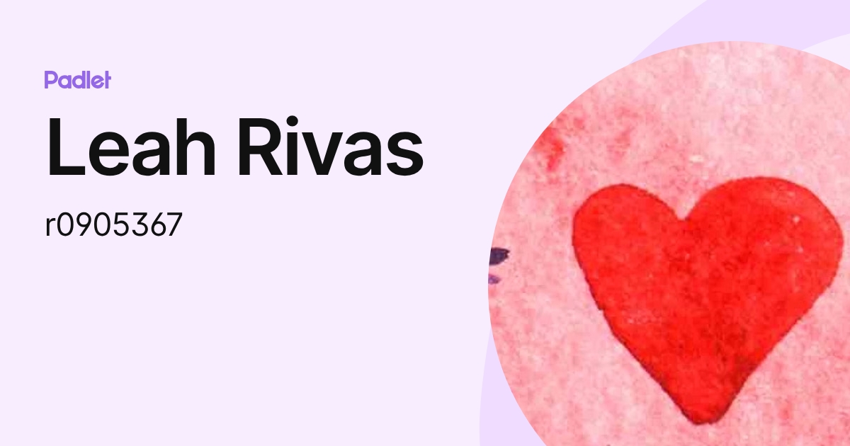 Leah Rivas (r0905367) profile | Padlet