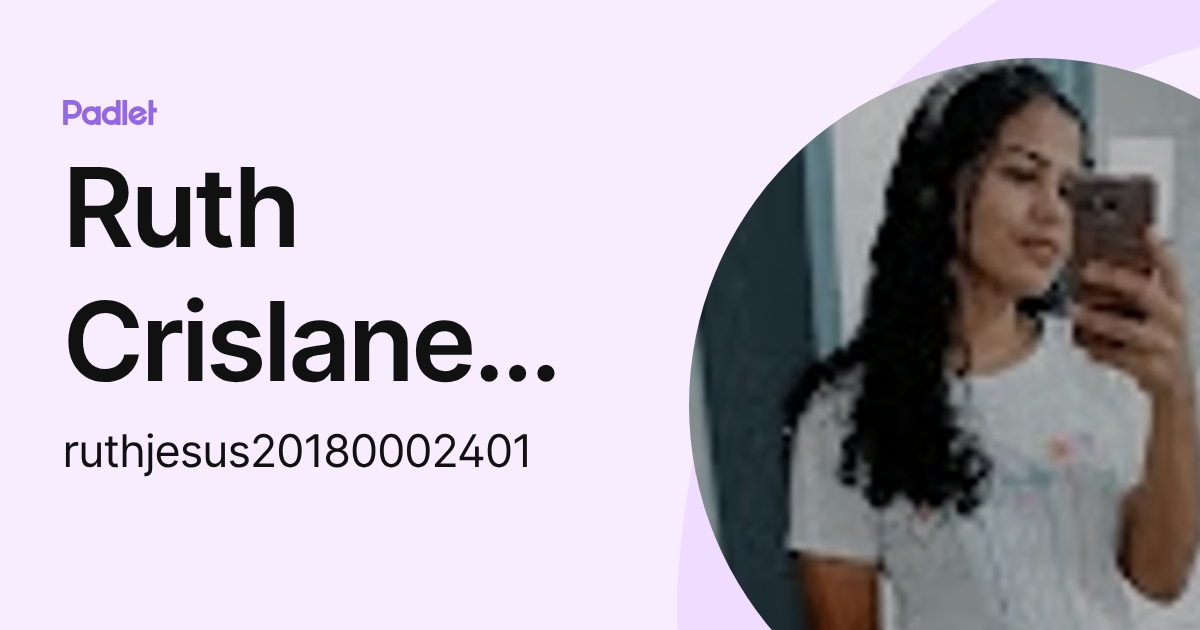 Ruth Crislane Silva De Jesus (ruthjesus20180002401) profile | Padlet