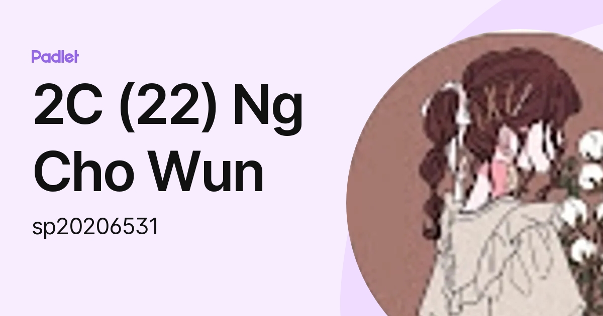 2C (22) Ng Cho Wun (sp20206531) profile | Padlet