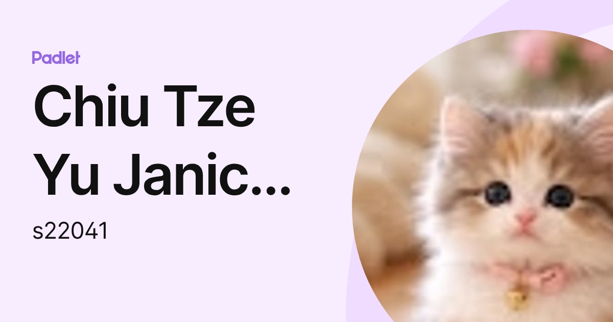 Chiu Tze Yu Janice Student (s22041) profile | Padlet