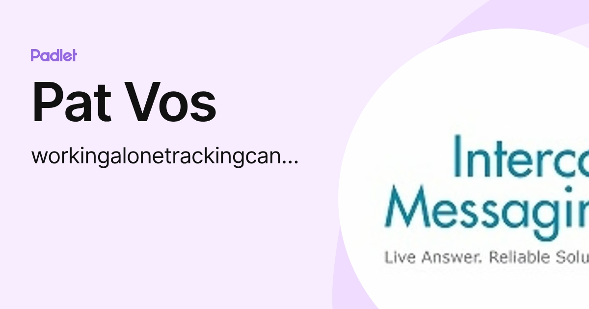Pat Vos (workingalonetrackingcanada) profile | Padlet