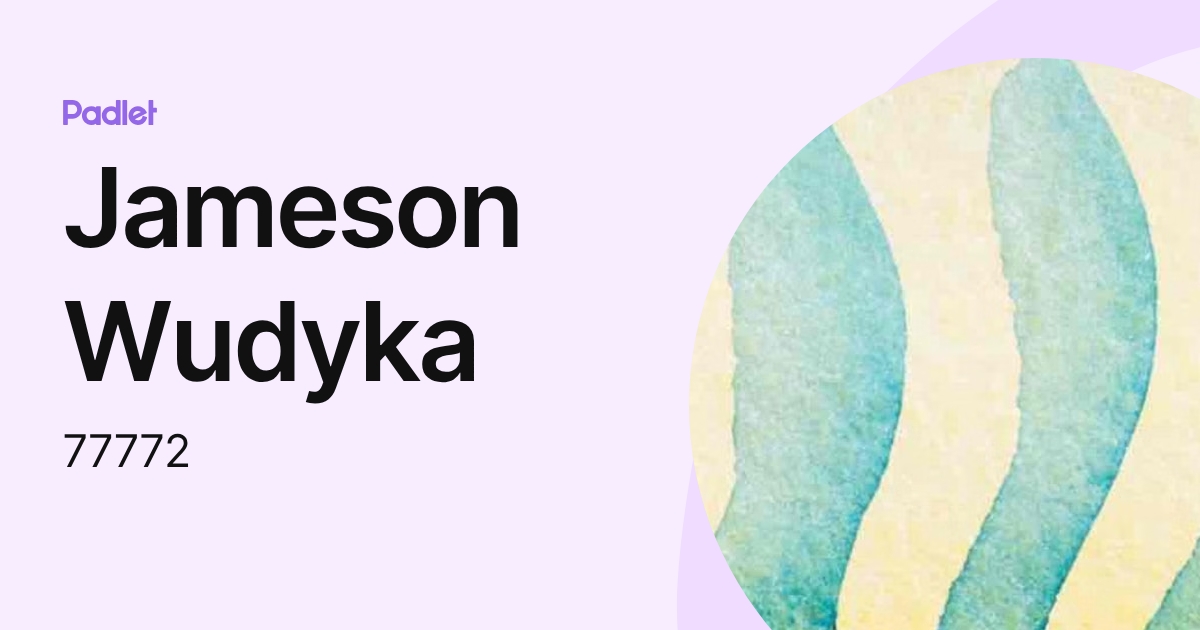 Jameson Wudyka (77772) profile | Padlet