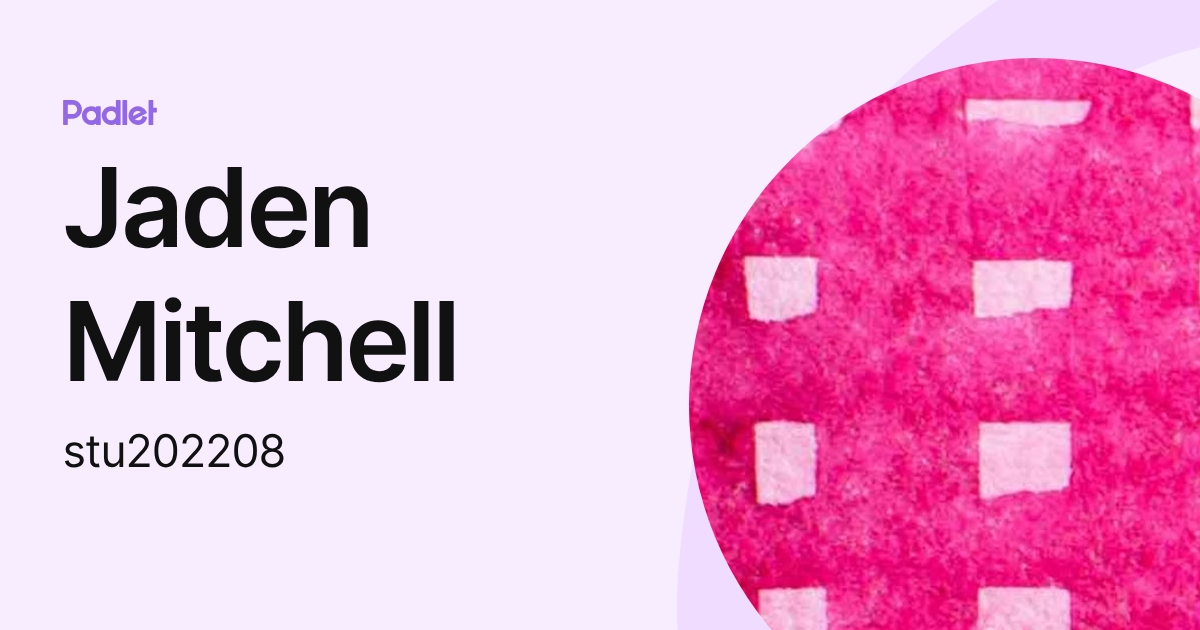 Jaden Mitchell (stu202208) profile | Padlet