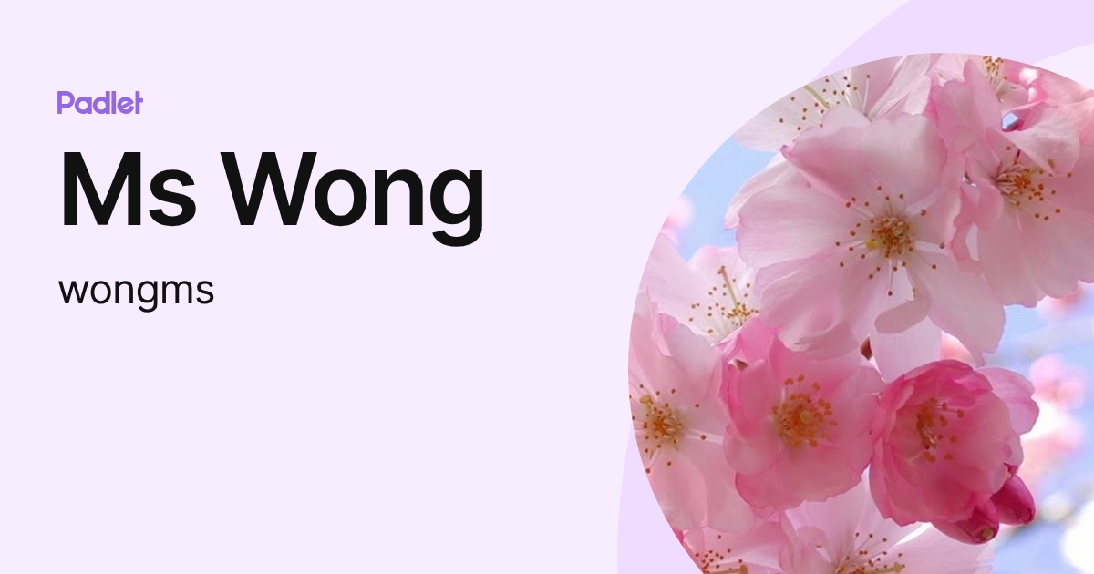 Ms Wong (wongms) profile | Padlet