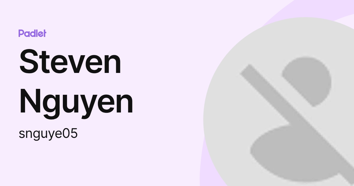 Steven Nguyen (snguye05) profile | Padlet