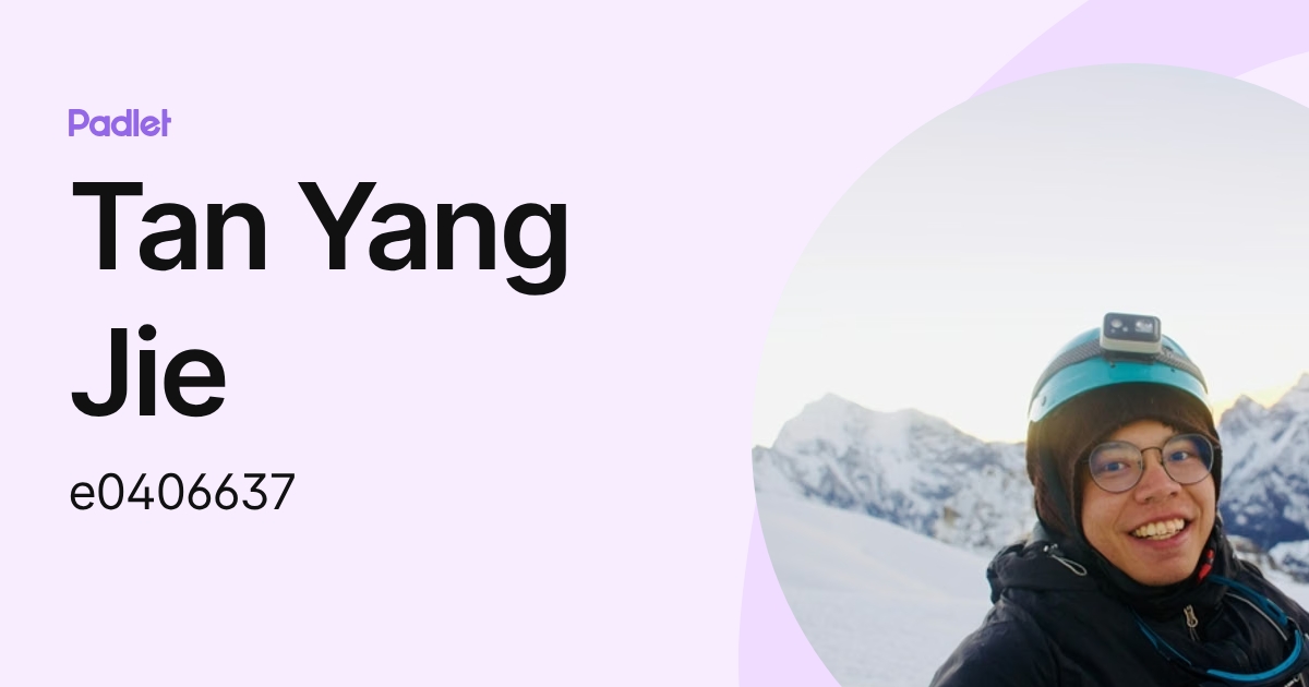 Tan Yang Jie (e0406637) profile | Padlet
