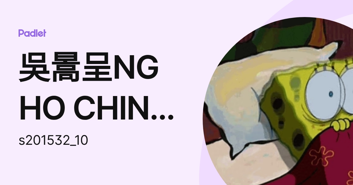 吳暠呈NG HO CHING BACCHUS (s2015326) profile | Padlet