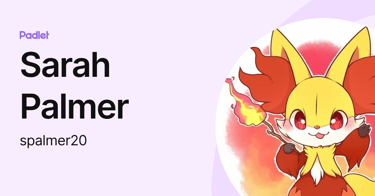 Sarah Palmer (spalmer20) profile | Padlet