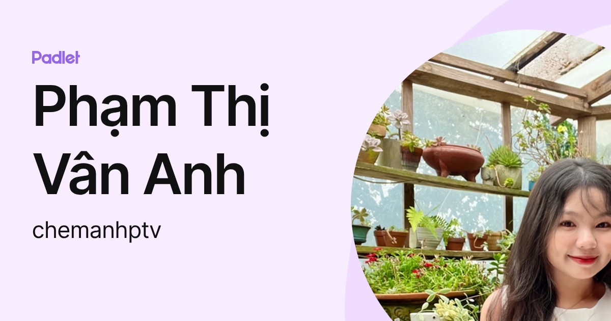 Phạm Thị Vân Anh (chemanhptv) profile | Padlet