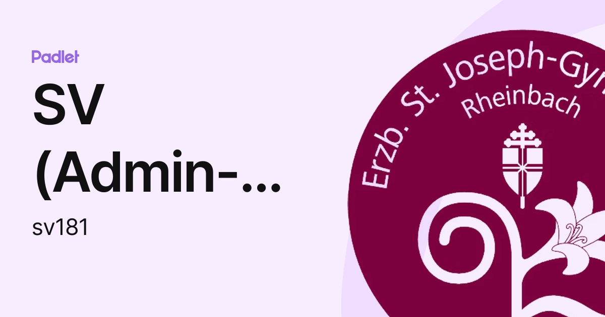 SV (Admin-Account) (sv181) profile | Padlet