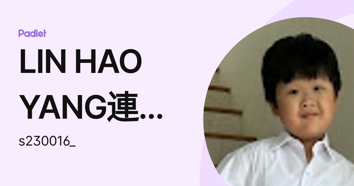 LIN HAO YANG連顥陽 (s230016_) profile | Padlet