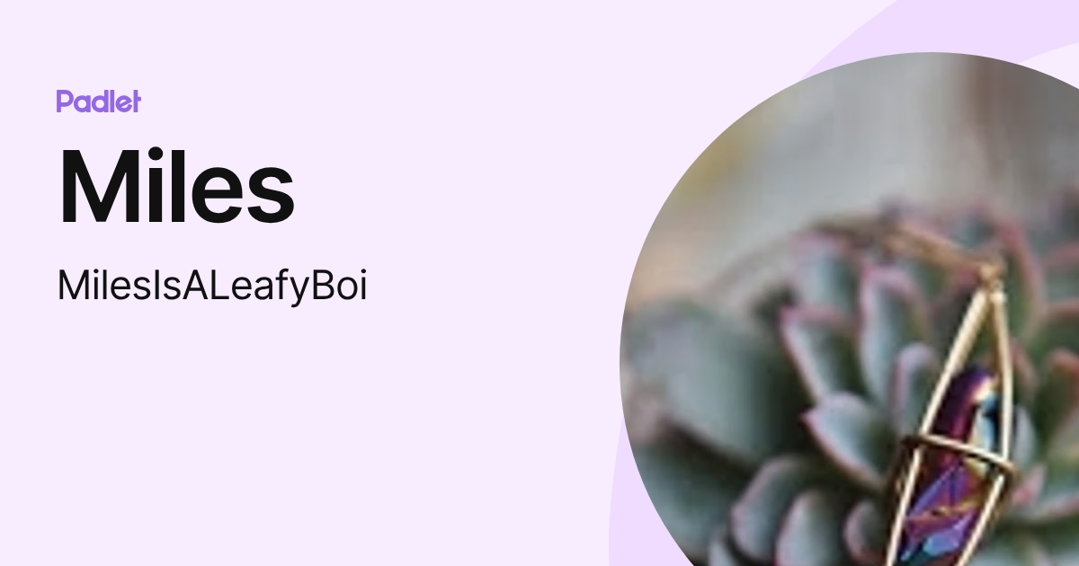Miles (MilesIsALeafyBoi) profile | Padlet