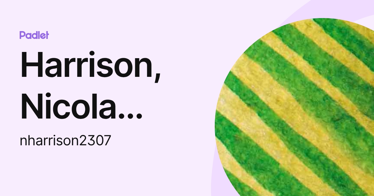 Harrison, Nicola Stephanie (M122307) (nharrison2307) profile | Padlet