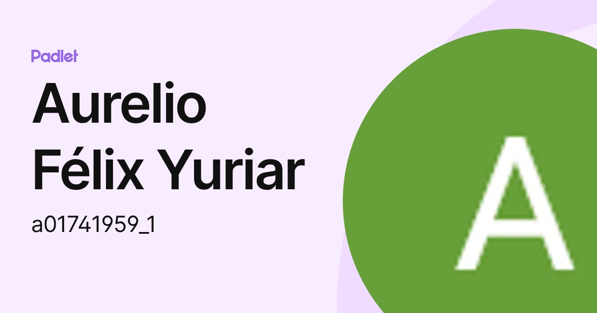 Aurelio Félix Yuriar (a01741959_1) profile | Padlet