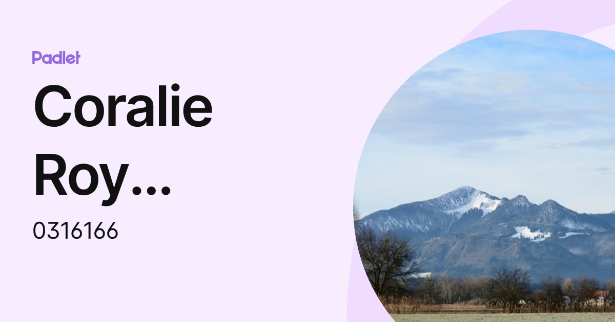 Coralie Roy (élève) (0316166) profile | Padlet