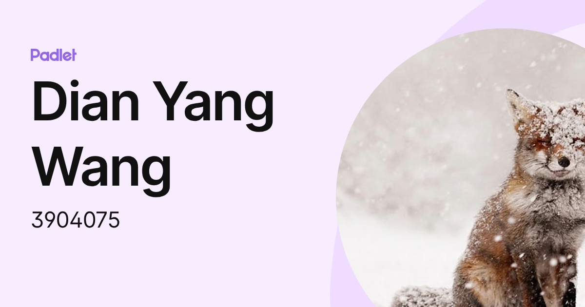 Dian Yang Wang (3904075) profile | Padlet