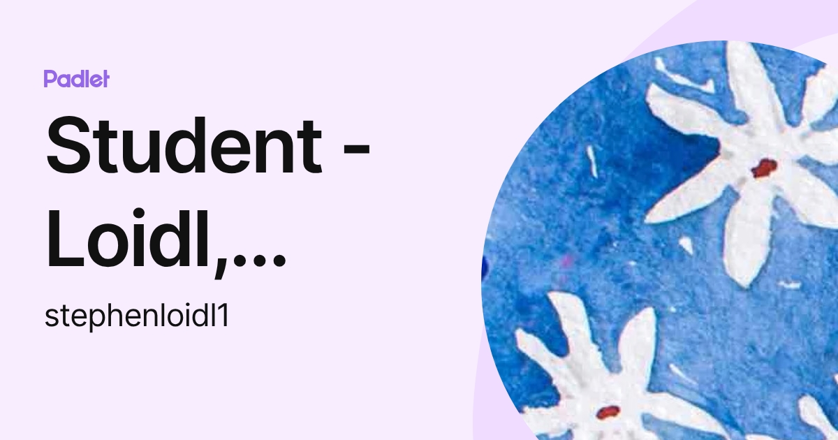 Student - Loidl, Stephen J. (stephenloidl1) profile | Padlet