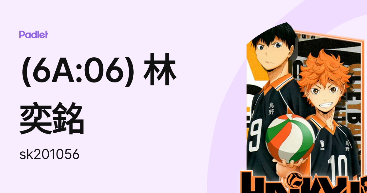 (6A:06) 林奕銘 (sk201056) profile | Padlet