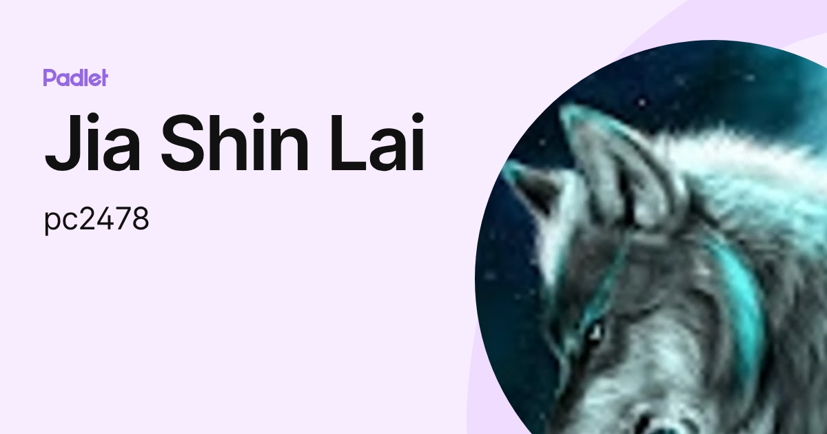Jia Shin Lai (pc2478) profile | Padlet