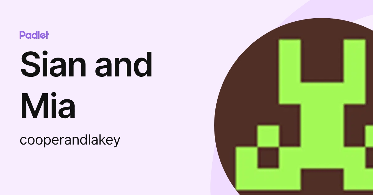 Sian and Mia (cooperandlakey) profile | Padlet