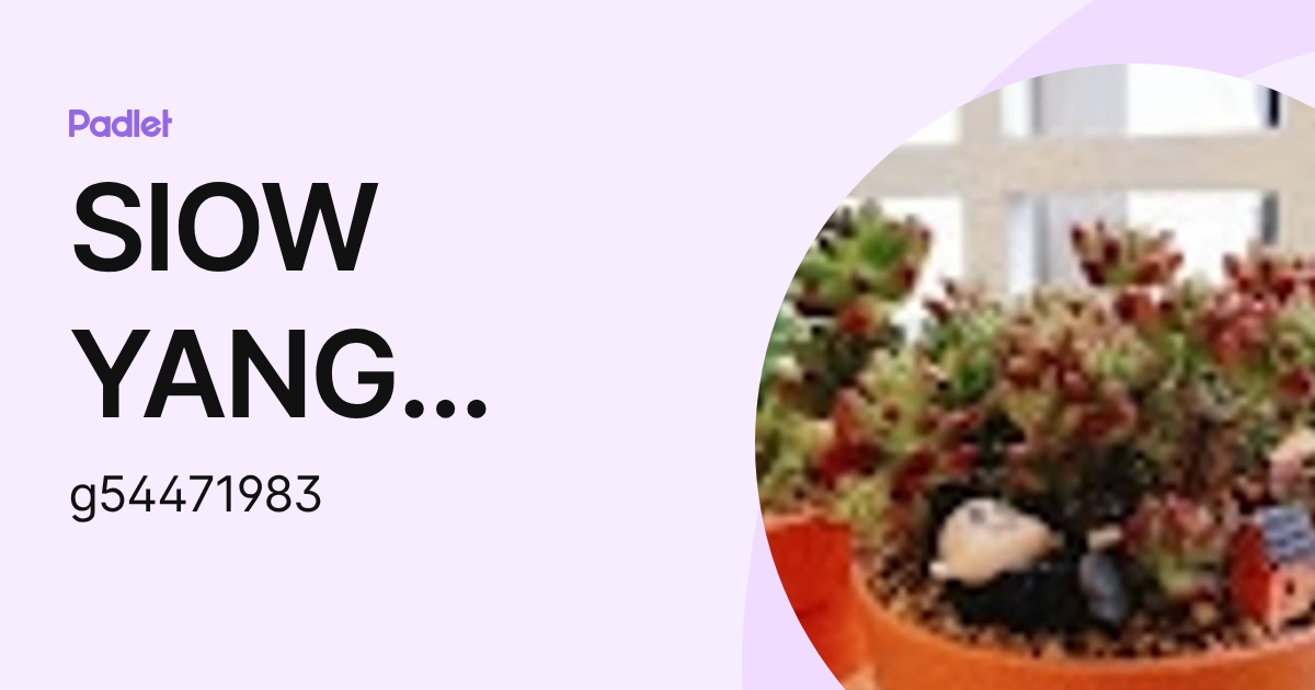 SIOW YANG YOUNG PEARL KPM-Guru (g54471983) profile | Padlet