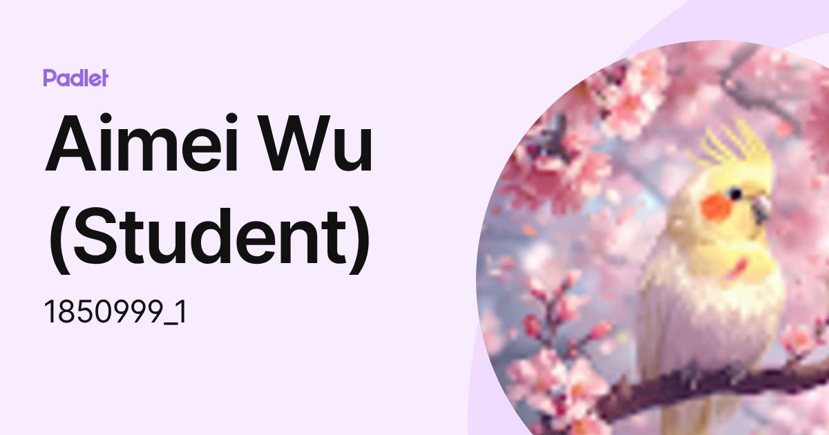 Aimei Wu (Student) (1850999_1) profile | Padlet