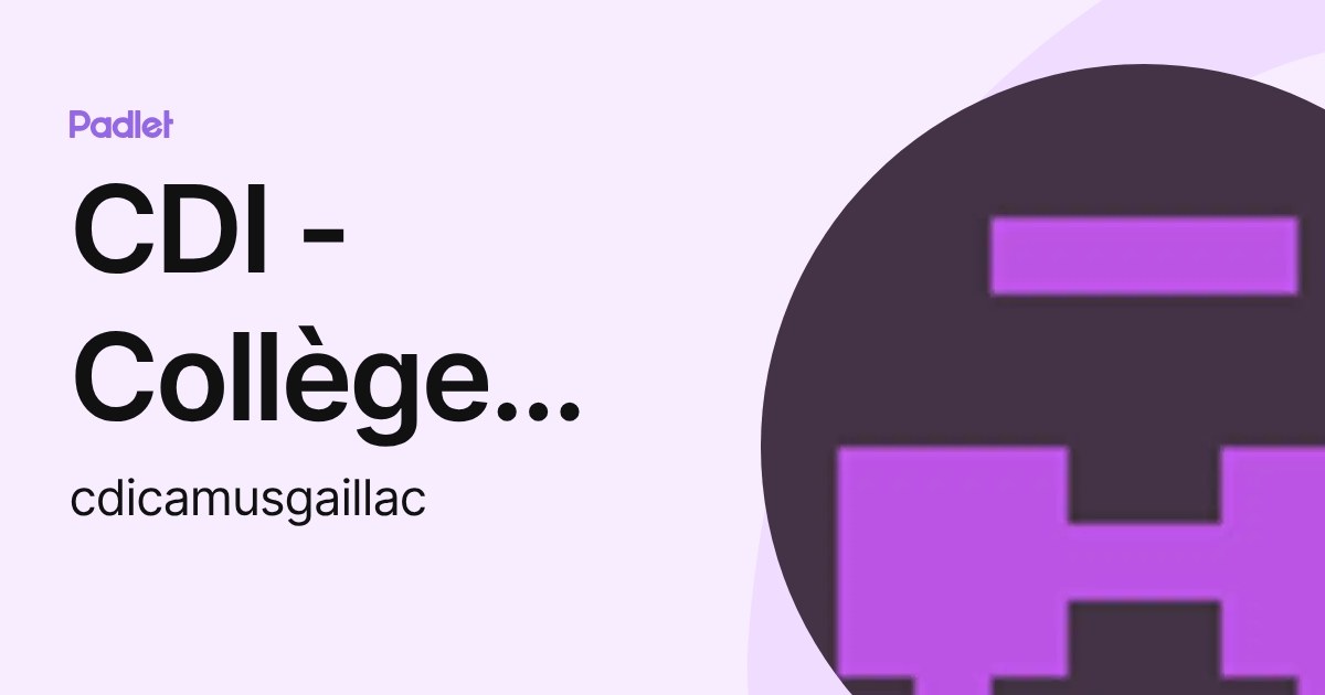 CDI - Collège Albert Camus - Gaillac (cdicamusgaillac) profile | Padlet