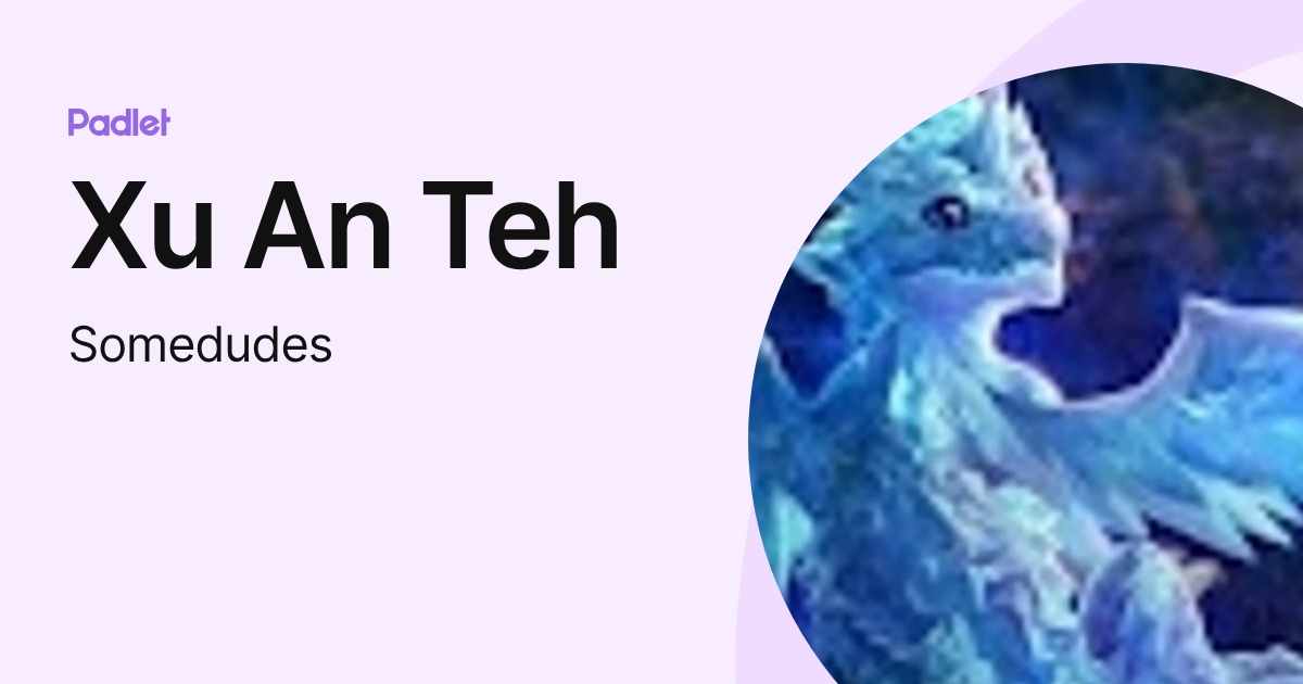 Xu An Teh (Somedudes) profile | Padlet
