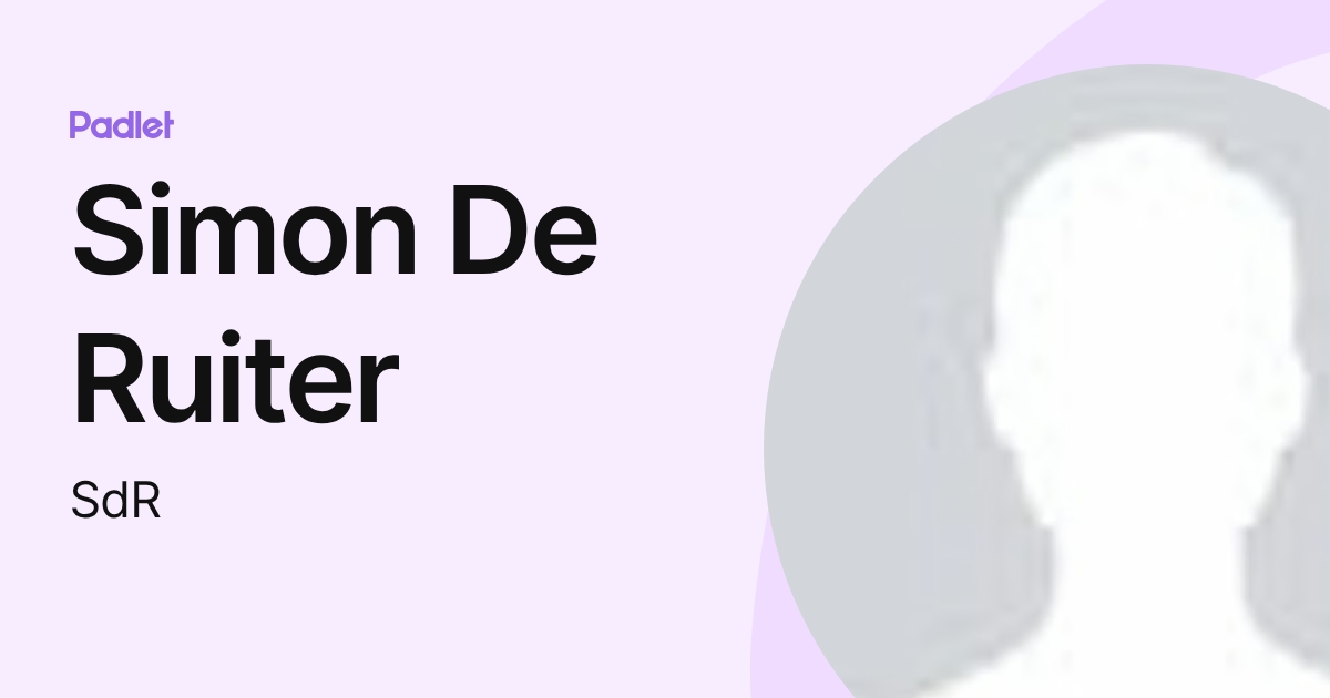 Simon De Ruiter (SdR) profile | Padlet