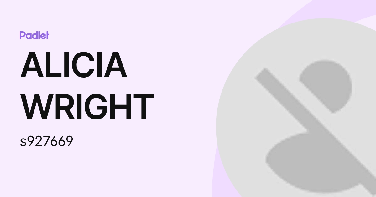 ALICIA WRIGHT (s927669) profile | Padlet