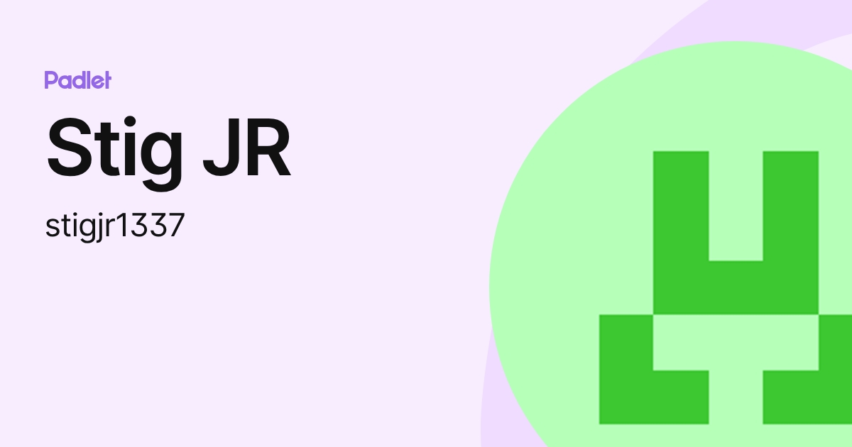 Stig JR (stigjr1337) profile | Padlet