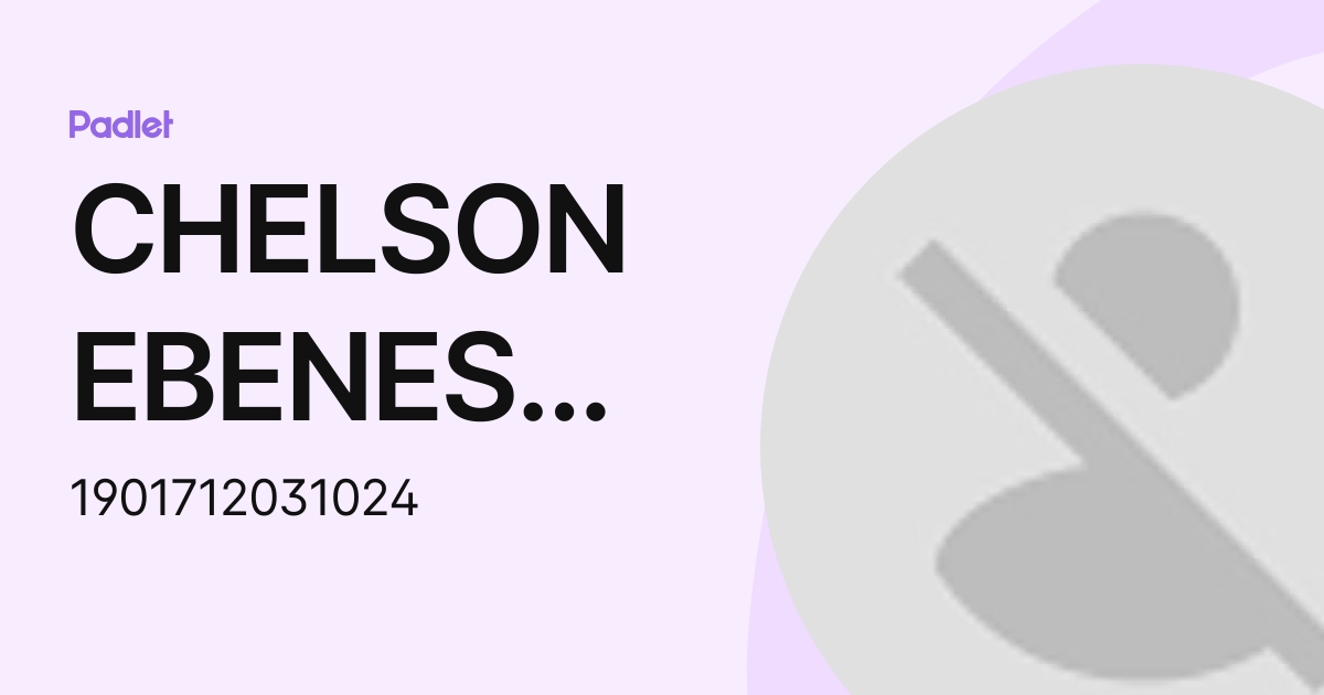 CHELSON EBENESH J (1901712031024) profile | Padlet