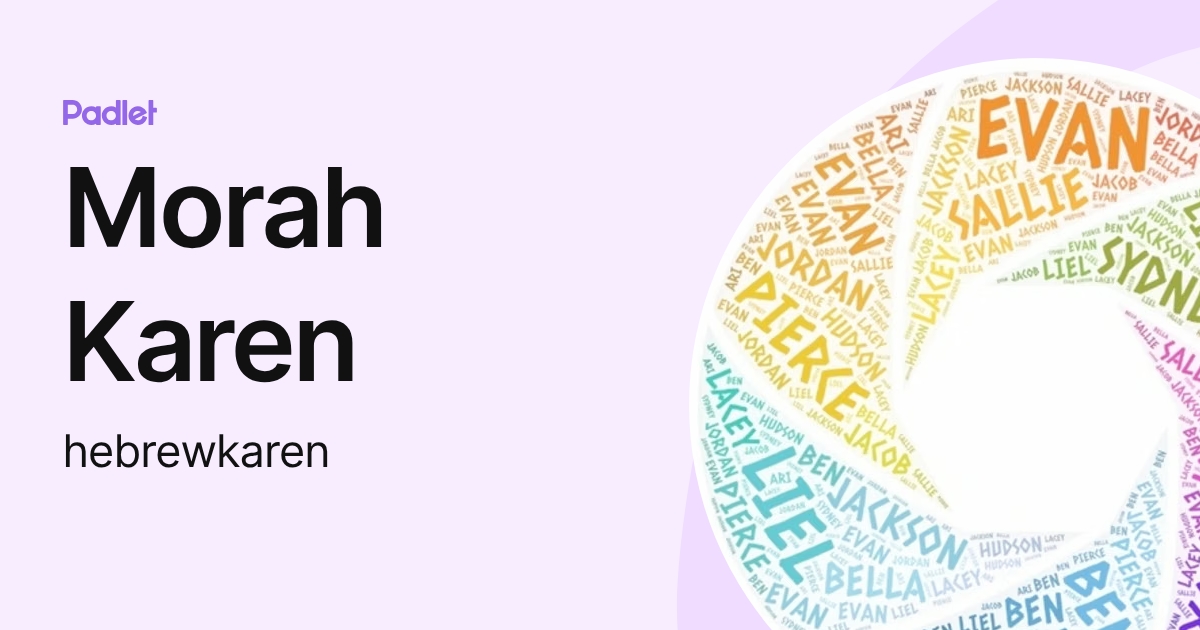 Morah Karen (hebrewkaren) profile | Padlet