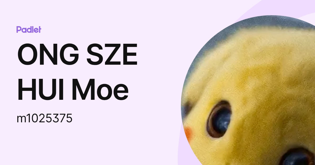 ONG SZE HUI Moe (m1025375) profile | Padlet