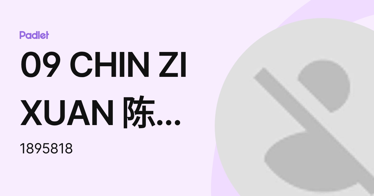 09 CHIN ZI XUAN 陈子轩 (1895818) profile | Padlet